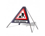 Roadworks Ahead c/w Line Painting Roll Up Sign 